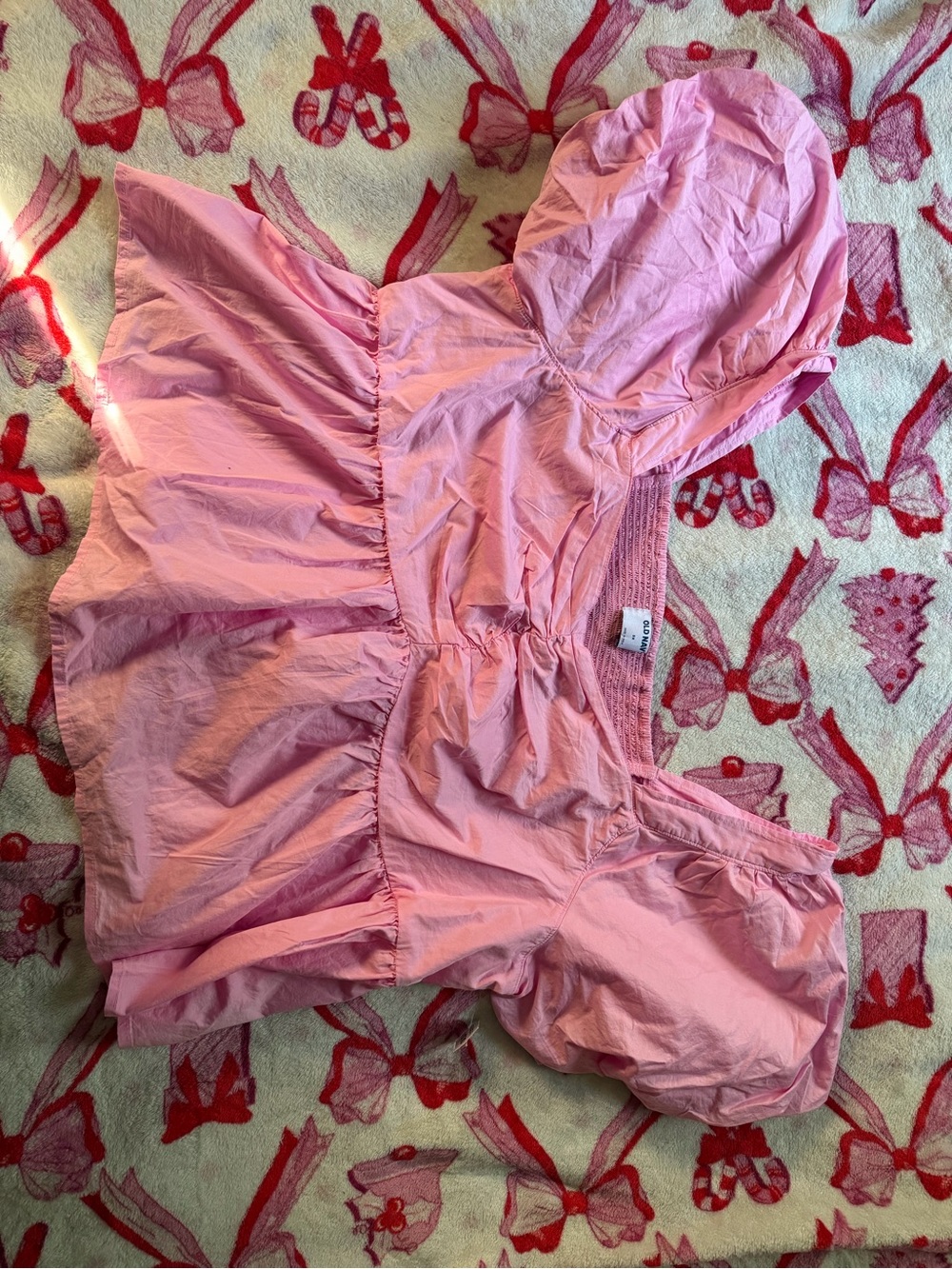 Old Navy Pink Puff-Sleeve Peplum Top